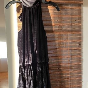 Ramy brooks black mini velvet high neck dress.